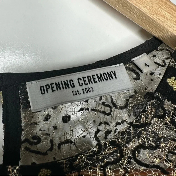 Opening Ceremony Glittered Flocked Corded Lace Mini Dress Size 4 - Picture 9 of 14